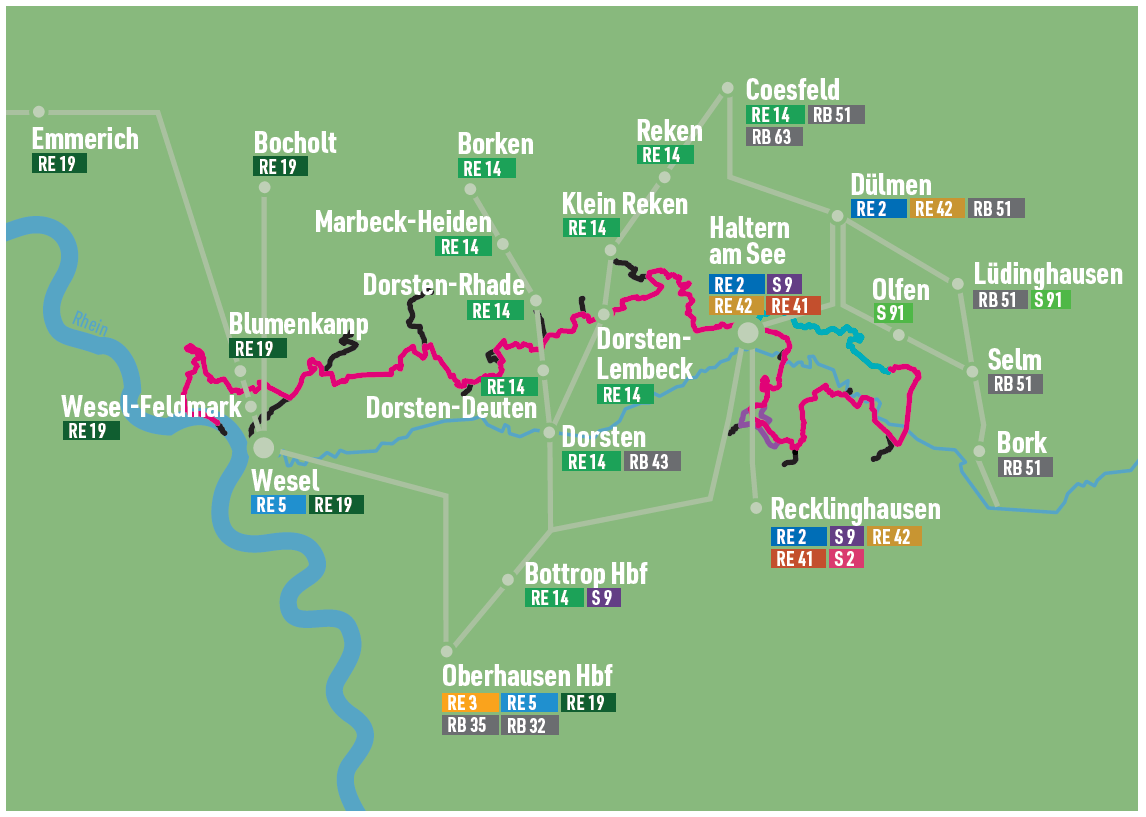 Anreise mit Bus und Bahn zum HMS